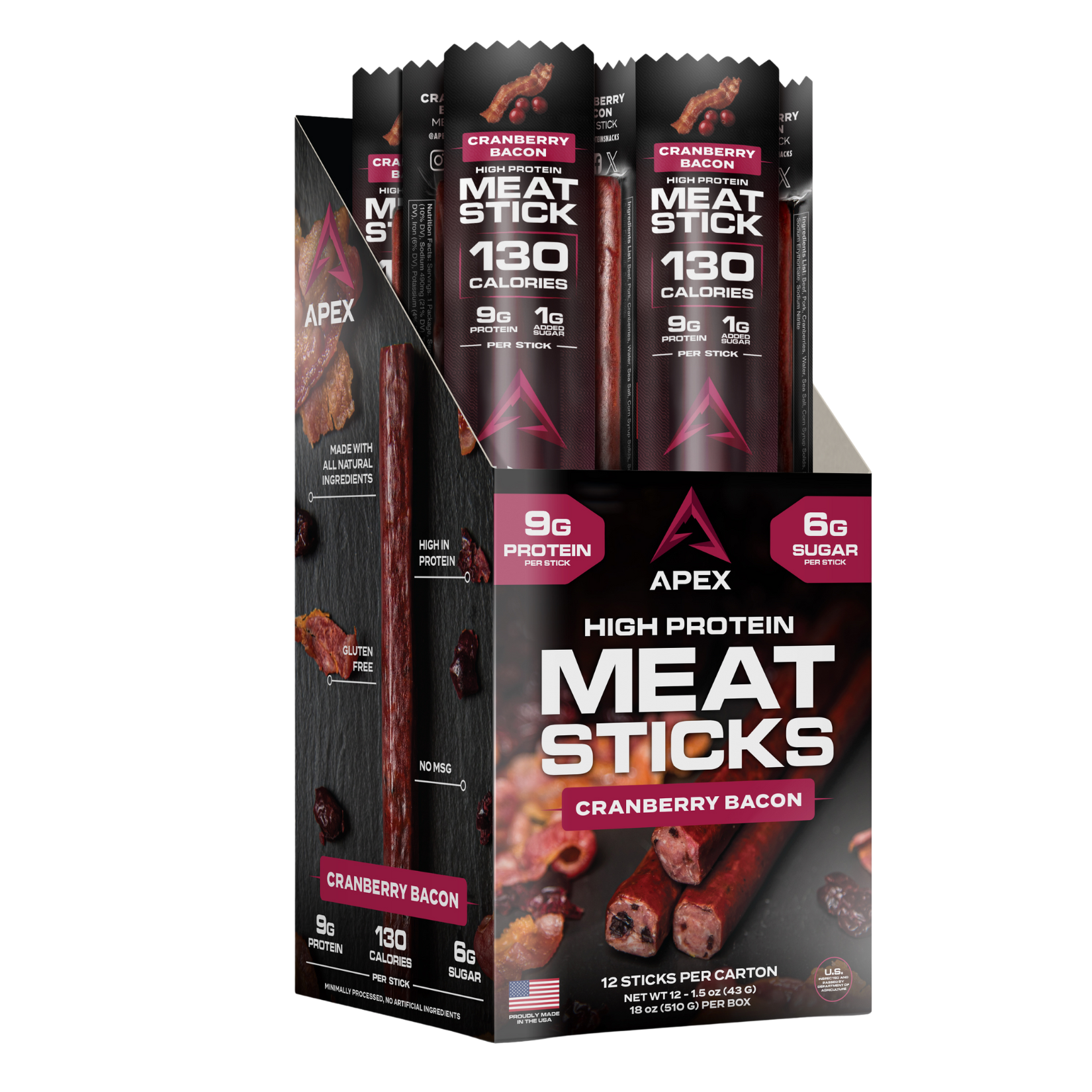 Apex High Protein Meat Sticks (12 Ct) - McBee Meat Company
