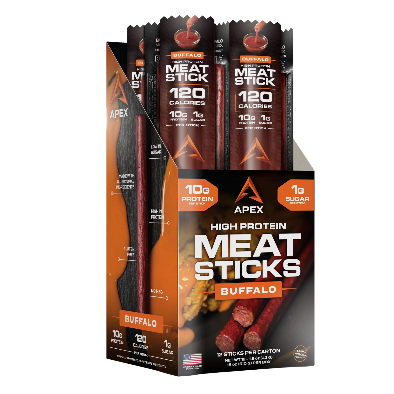 Apex High Protein Meat Sticks (12 Ct) - McBee Meat Company
