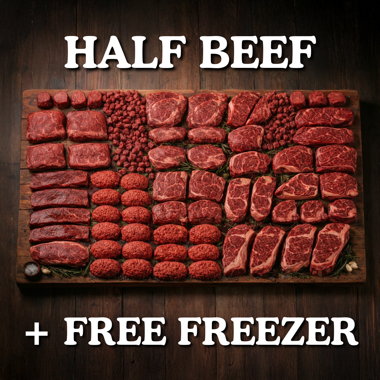 The Half Beef + Free Freezer (CURRENTLY ONLY AVAILABLE FOR KC/DES MOINES AREA RESIDENTS) - McBee Meat Company
